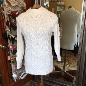 White cable knit sweater